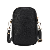 Women Flowers Handbags Soft Leather Shoulder Bag Cell Phone Purse Small Crossbod