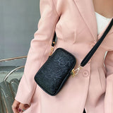 Women Flowers Handbags Soft Leather Shoulder Bag Cell Phone Purse Small Crossbod
