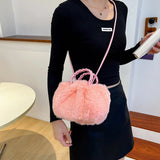 Women Fluffy Crossbody Bag Plush Handbag Winter Shoulder Tote Handbag