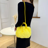 Women Fluffy Crossbody Bag Plush Handbag Winter Shoulder Tote Handbag