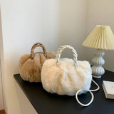 Women Fluffy Crossbody Bag Plush Handbag Winter Shoulder Tote Handbag