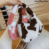 Fluffy Plush Totes Party Purse Leopard Cow Printing