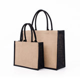 Women Foldable Jute Burlap Tote Bag Large Reusable Grocery Bags with Handles