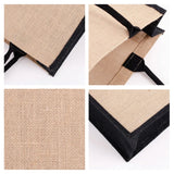 Women Foldable Jute Burlap Tote Bag Large Reusable Grocery Bags with Handles