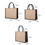 Women Foldable Jute Burlap Tote Bag Large Reusable Grocery Bags with Handles