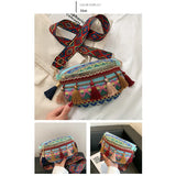 Women Folk Style Waist Bag with Adjustable Strap Fanny Pack