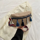 Women Waist Bag with Fringe Decor Pochete Ri?onera Belt
