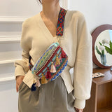 Women Folk Style Waist Bags with Adjustable Strap Variegated Fanny Pack