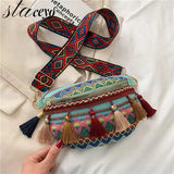 Variegated Waist Bag with Fringe Decor