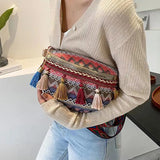 Variegated Waist Bag with Fringe Decor