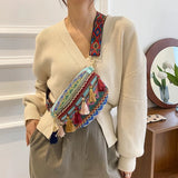 Women's Variegated Waist Bag with Fringe Decor