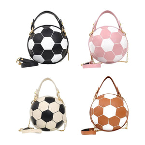 Women Football Shaped Cross Body Bag Round Handbag Messenger Bag