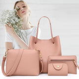 Women 4 Piece Handbag Set Shoulder Tote Crossbody Wallet Casual Female Bags