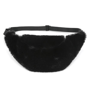 Women Fur Bag Belt Faux Chest Pack Bag Waist Casual Winter Plush