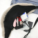 Women Fur Bag Belt Faux Chest Pack Bag Waist Casual Winter Plush