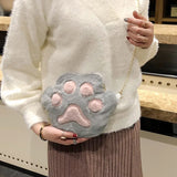 Plush Cat Paw Shoulder Bag for Women