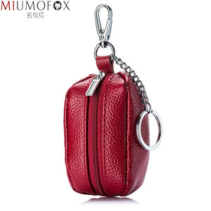 Cow Leather Key Chain Wallets Holder Zipper Organizer Pouch