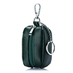 Cow Leather Key Chain Wallets Holder Zipper Organizer Pouch