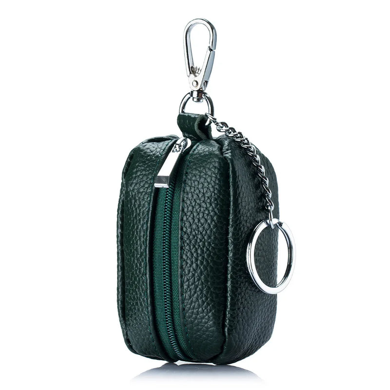Cow Leather Key Chain Wallets Holder Zipper Organizer Pouch