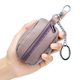 Cow Leather Key Chain Wallets Holder Zipper Organizer Pouch
