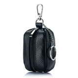 Cow Leather Key Chain Wallets Holder Zipper Organizer Pouch