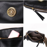 Rotating Metal Lock Leather Handbag for Women