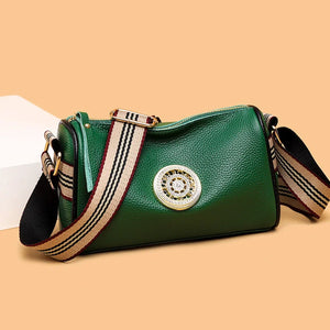 Rotating Metal Lock Leather Handbag for Women