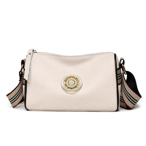 Rotating Metal Lock Leather Handbag for Women