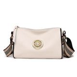 Rotating Metal Lock Leather Handbag for Women