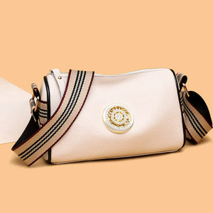 Metal Lock Women Leather Handbag