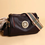 Leather Handbag with Rotating Lock Shoulder Bag