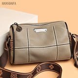 Women Leather Handbags 3 Layers Cow Leather Shoulder Crossbody Bags