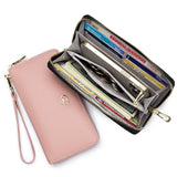 Women Leather Multifunction Zip Wallet Large Capacity