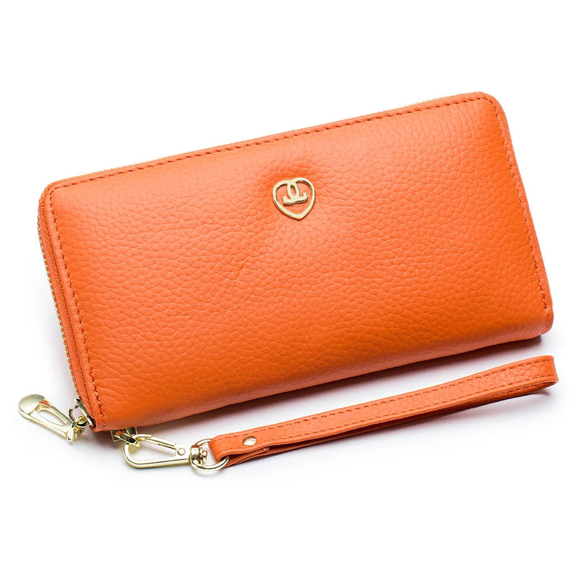 Women Leather Multifunction Zip Wallet Large Capacity