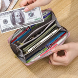 Women Leather Multifunction Zip Wallet Large Capacity