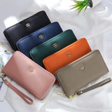 Women Leather Multifunction Zip Wallet Large Capacity