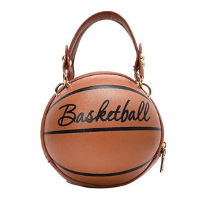 Women Girl Basketball Round PU Leather Handbag Chain Shoulder Messenger