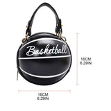 Women Girl Basketball Round PU Leather Handbag Chain Shoulder Messenger
