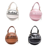 Women Girl Basketball Round PU Leather Handbag Chain Shoulder Messenger