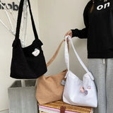 Cartoon Plush Shoulder Bag Large Capacity Messenger Satchel Tote Bookbag