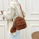 Plush Mini Backpack Lightweight Bear Pattern Crossbody Bag