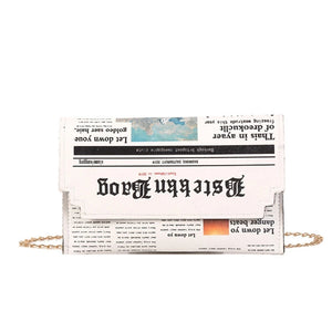 Newspaper Pattern Crossbody Bag Satchel Tote Purse