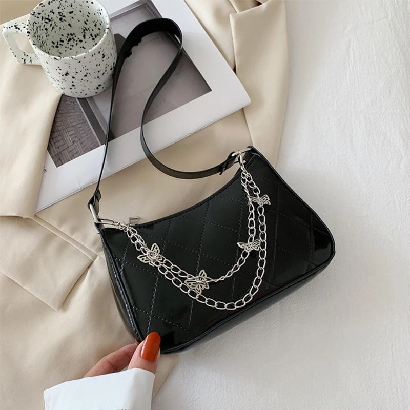Women Girl PU Handbag Butterfly Chain Strap Shoulder Bags Messenger Crossbody Ba
