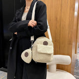 Plush Mini Backpack Bear Pattern Crossbody Bag Lightweight Gift