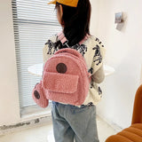 Plush Mini Backpack Bear Pattern Crossbody Bag Lightweight Gift