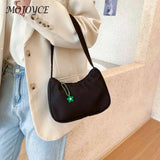 Retro PU Leather Handbag Shoulder Bag Zipper Tote Purse with Flower Pendant
