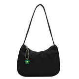 Retro PU Leather Handbag Shoulder Bag Zipper Tote Purse with Flower Pendant