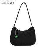 Retro PU Leather Handbag Shoulder Bag Zipper Tote Purse with Flower Pendant