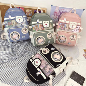 Cartoon Animal Pattern School Travel Zipper Backpack