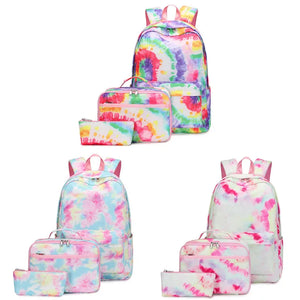 Tie-dyed Print Backpack Set with Lunch Bag & Pencil Case